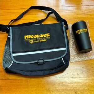 Nicolock Black and Yellow Messenger Bag with Travel Mug